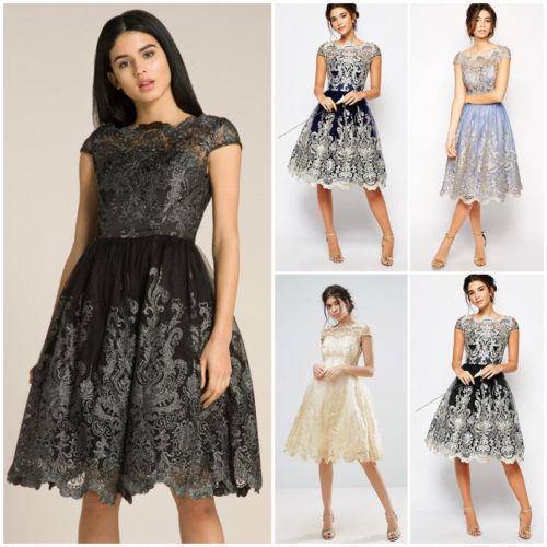 clothing Petite Lace Embroidery Floral short dress, formal Dresses ( US 4 - 10)