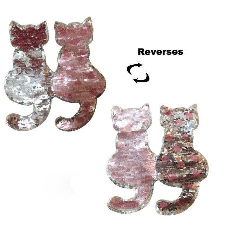 clothing Pink Kitten sequin sew on patch