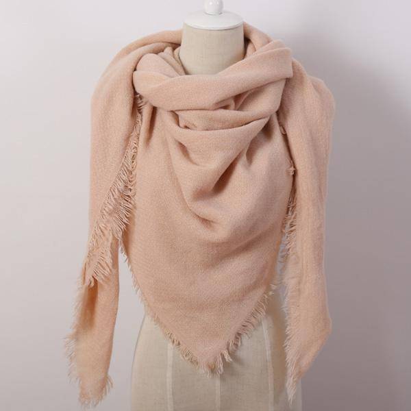 clothing pink Oversize Solid Color Winter Square Scarf, XL Women Blankets,  Luxury Shawl 140cm x 140cm