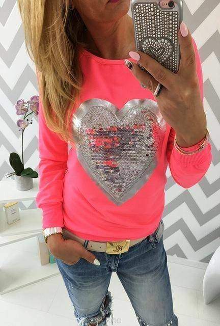 clothing Pink / S Heart Bling Tshirt
