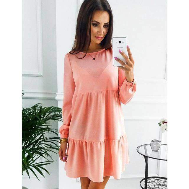 Clothing pink / S (US 4) Long Sleeve Shirt / Mini Dresses  (US 4-16)