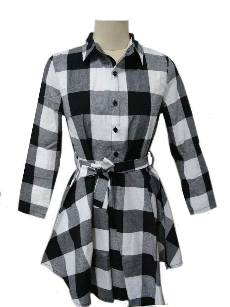 Clothing Plaid Women Check print, Autumn Mini Dress (US 4-14)