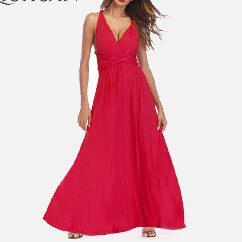 Clothing Plus Size - Infinity Convertible Wonder Dress,  20 Colors Summer Maxi Party Dresses Multiway Swing Dress  Wrap Dress (US 8 - 18 W)