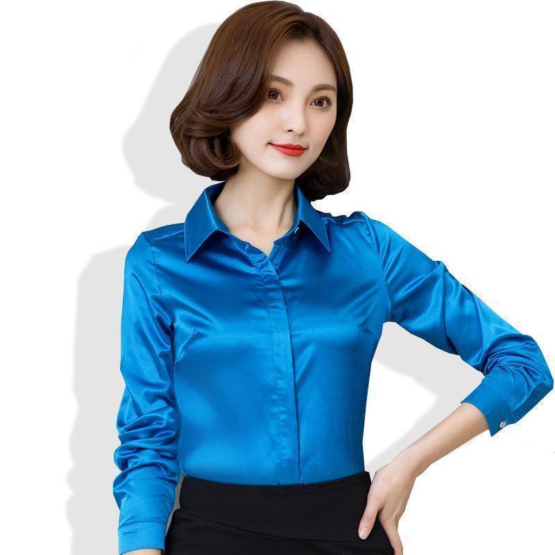 Clothing Plus Size - Long Sleeve Silk Blouse  (US 4-16)
