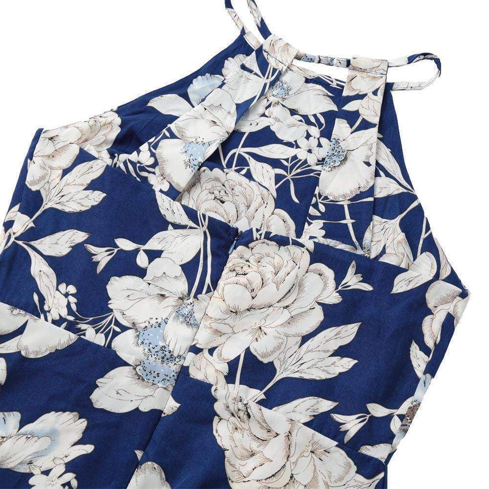 Clothing Plus Size Sexy Maxi Boho Dress Halter Neck Floral flower Print (US 4-20W)