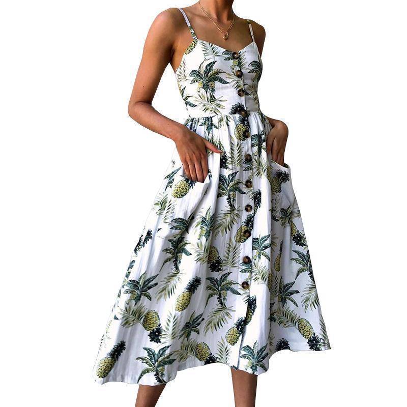 www.Nuroco.com - Plus Size - Strap Print Floral Dot Long Boho Bohemian Beach Dress (US 10-18W) www.Nuroco.com - Plus Size - Strap Print Floral Dot Long Boho Bohemian Beach Dress (US 10-18W)