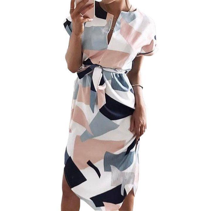 www.Nuroco.com - Plus Size - Summer Casual Dresses V-neck Short Sleeve Print (US 8 -16) www.Nuroco.com - Plus Size - Summer Casual Dresses V-neck Short Sleeve Print (US 8 -16)