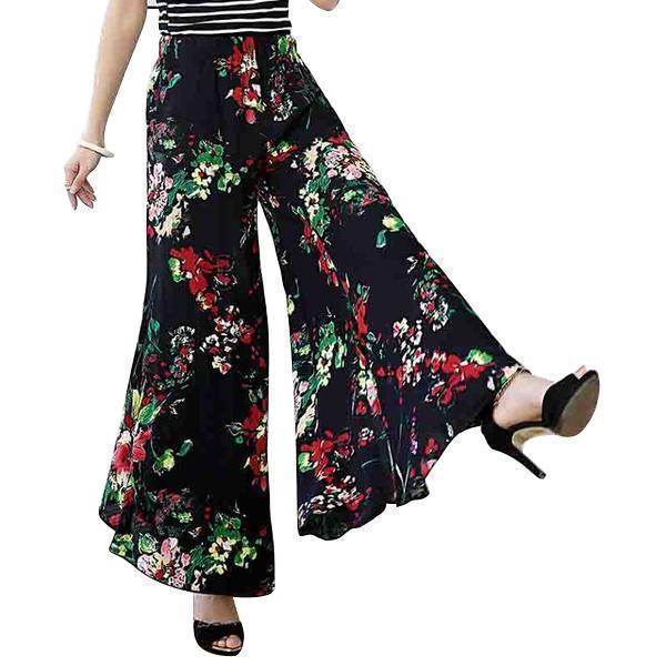 Spring Summer High Waisted Flower Digital Printed Loose Wide Leg Beach Pants  Women's Pants Trousers for Ladies - China Pajamas and Beach Pants price
