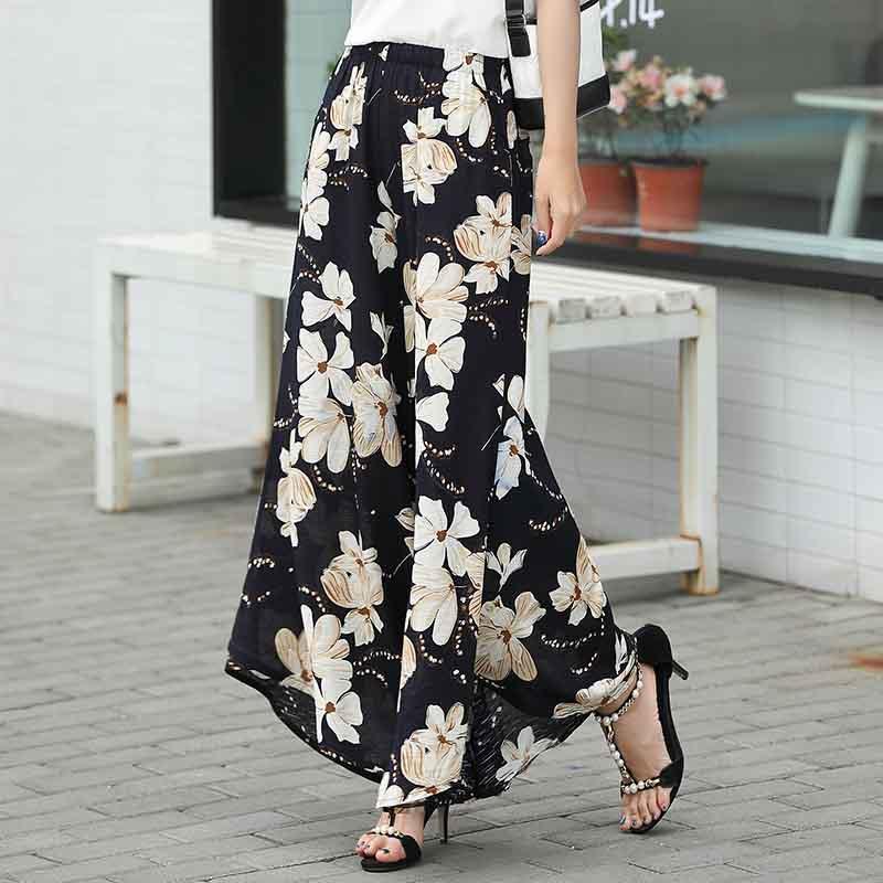 Clothing Plus Size - Summer runway casual harem flare high waist loose floral Wide leg pants women clothing print Vintage trousers plus size (US 14-20W)