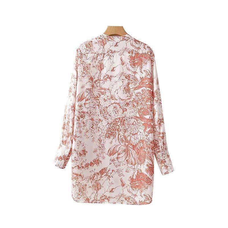 Clothing Plus Size - Vintage floral loose long shirts oversized design long sleeve blouse ladies  casual chic tops (US 18W-22W)