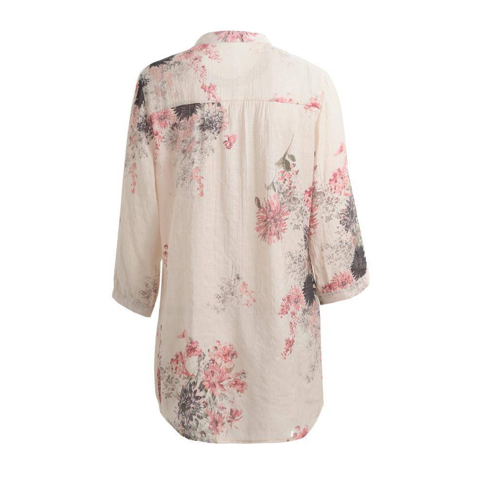 Clothing Plus Size - Vintage Floral Printed Blouse Elegant 3/4 Sleeve (US 14-26W)