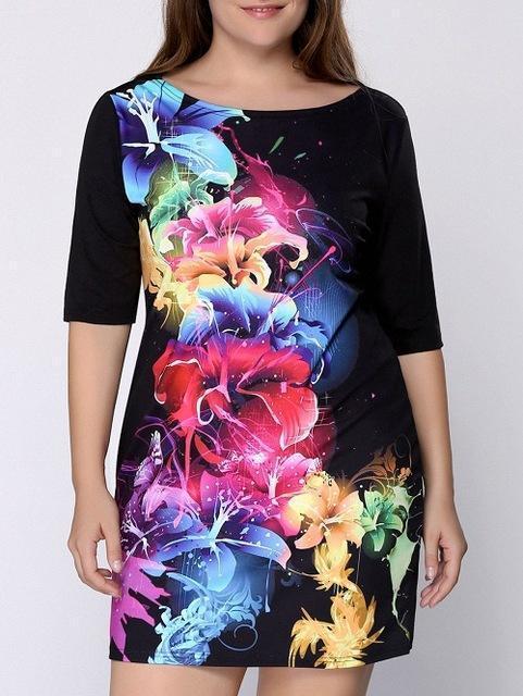 Clothing Plus Size - Women Clothing Summer Dress Big Size 6XL Women Dress Print 5XL Dress Black Casual Mini 4XL Party Dresses Vestidos ( US 12-22W)