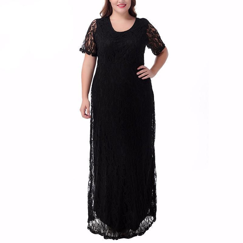 Clothing Plus Size - Women Elegant Lace Party Dress 7XL 8XL 9XL Short Sleeve Floor Length Summer Casual Long Maxi Dress (US 14W-26W)