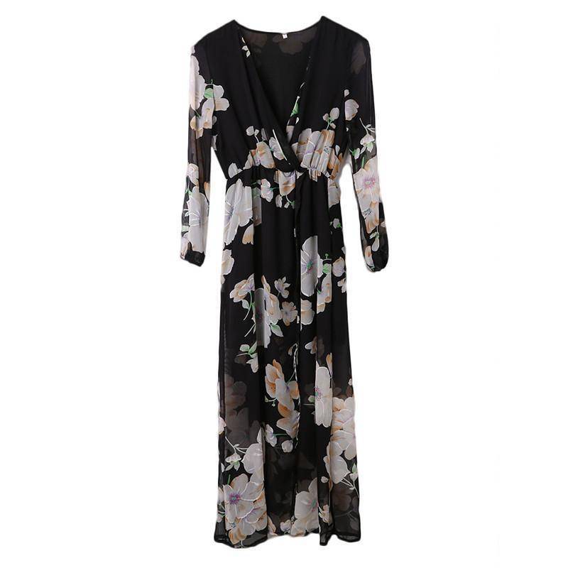 Plus Size Women Ladies Summer Floral Print Long - Main Image