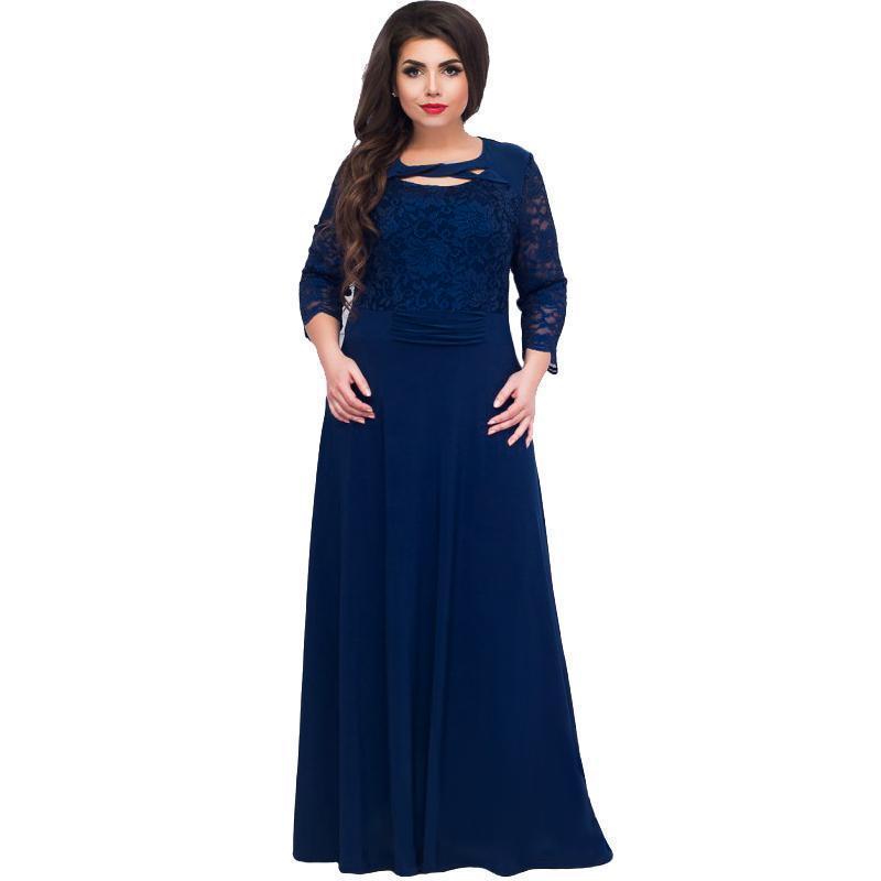 www.Nuroco.com - Plus Size - Women Long Dress Maxi Autumn Winter Big Sizes Lace Patchwork Dress Sexy www.Nuroco.com - Plus Size - Women Long Dress Maxi Autumn Winter Big Sizes Lace Patchwork Dress Sexy