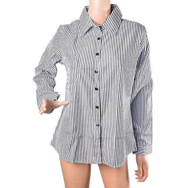 clothing Plus Size - Women Striped Long Sleeve Shirt (US 10-20w)
