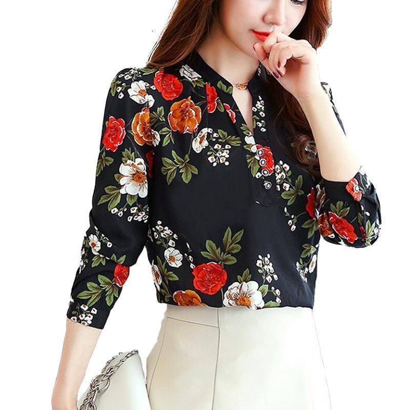 Clothing Print Women Blouse Autumn Winter Shirt Blusas Kimono Hem 8 Color Loose Blouse Long-sleeve Top Tee Plus Size (US 4-16W)