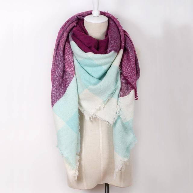 clothing purple Oversize Solid Color Winter Square Scarf, XL Women Blankets,  Luxury Shawl 140cm x 140cm