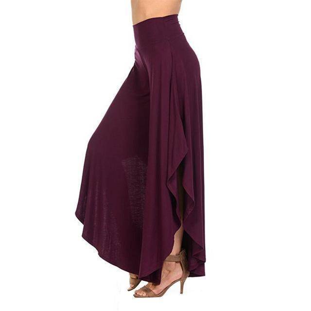 Clothing Purple / S (US 2) Wide Leg Skirt Pants elastic stretch loose Trousers (US 2-14)