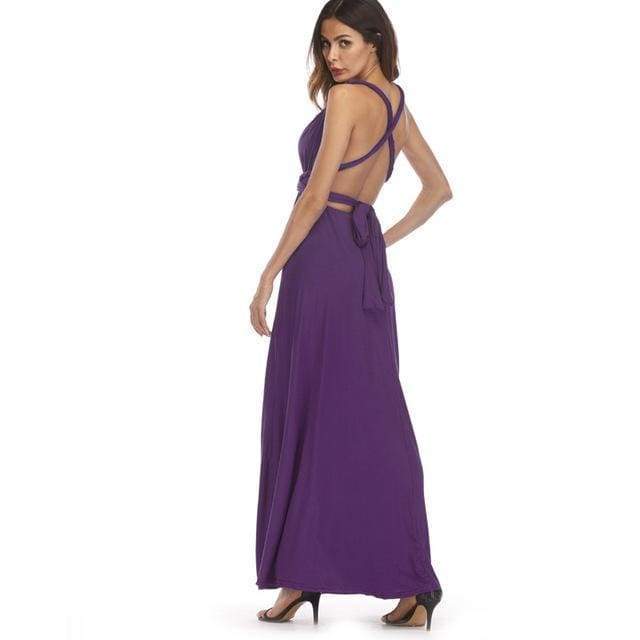 Clothing Purple / S (US 8-10) Plus Size - Infinity Convertible Wonder Dress,  20 Colors Summer Maxi Party Dresses Multiway Swing Dress  Wrap Dress (US 8 - 18 W)