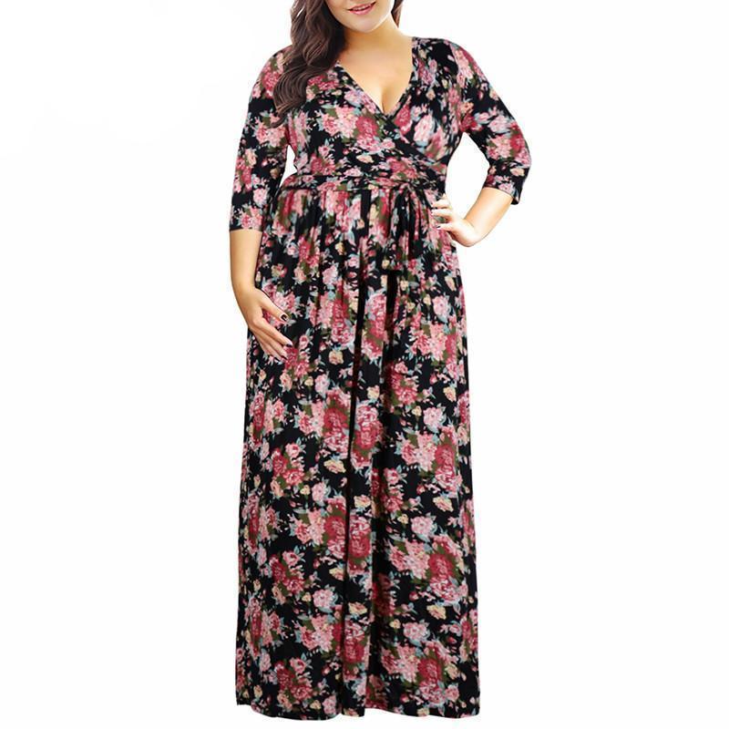 Kcocoo Summer Dresses for Womens Casual V Neck Button Floral Print