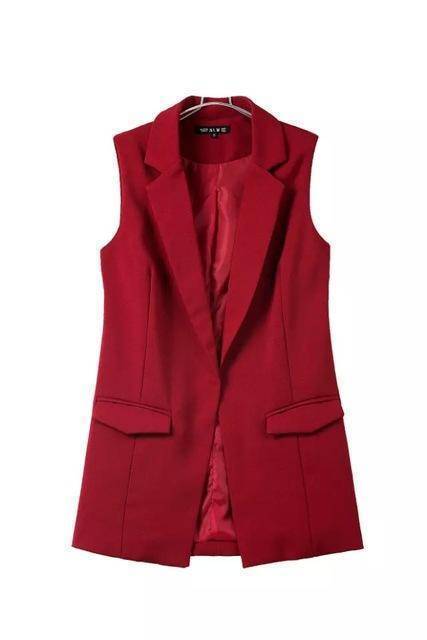 Clothing red / S (US 4-6) new fashion waistcoat women no button black jacket women sleeveless blazer jacket white casual outwear (US 4-12)