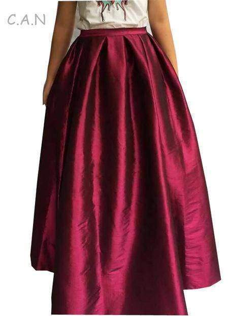Clothing Red / S (US 4-6) Plus Size - Maxi Long Skirt Floor Length High Waisted Skirts 115 cm (US 4-18W)