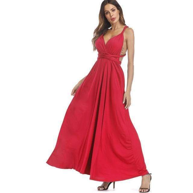 Clothing Red / S (US 8-10) Plus Size - Infinity Convertible Wonder Dress,  20 Colors Summer Maxi Party Dresses Multiway Swing Dress  Wrap Dress (US 8 - 18 W)