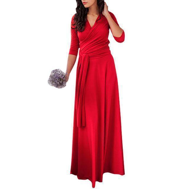 clothing Red / US 2 - 4 The Wonder Dress - Long Sleeve Design, Multi way, infinity convertible dreses,  Petite Sizes (US 2- 10)