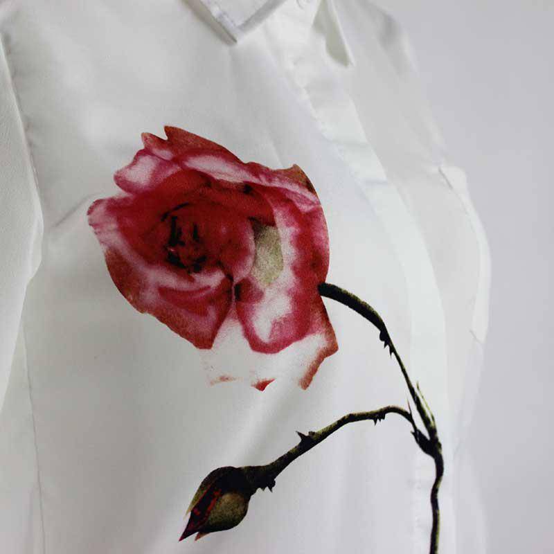 Clothing Rose Flower Printed Long Sleeve Blouse (US 8-16)