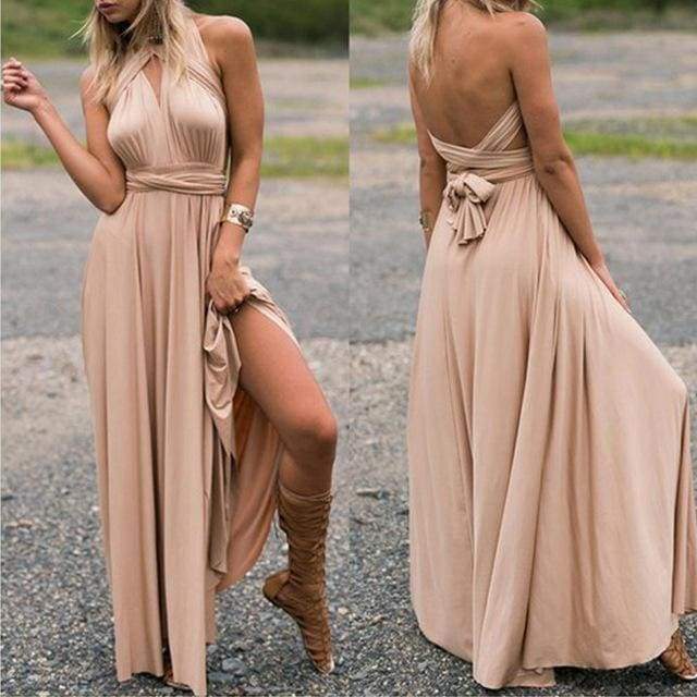 Clothing Rose Gold / S (US 10-12) Plus Size - The Wonder Maxi Dress, Beautiful Infinity multi way convertible dresses  (US 10-16W)