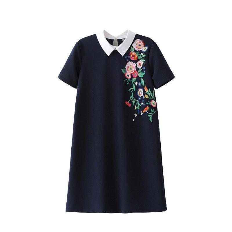 clothing S (US 10-12) Sweet floral embroidery Long Shirt / Mini dress (US 10 - 12)