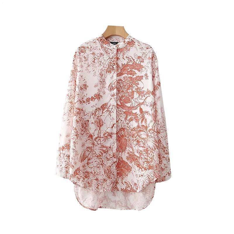 Clothing S (US 18W-20W) Plus Size - Vintage floral loose long shirts oversized design long sleeve blouse ladies  casual chic tops (US 18W-22W)
