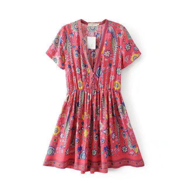 clothing S (US 6-8) Bohemian floral long shirt / Short Dress