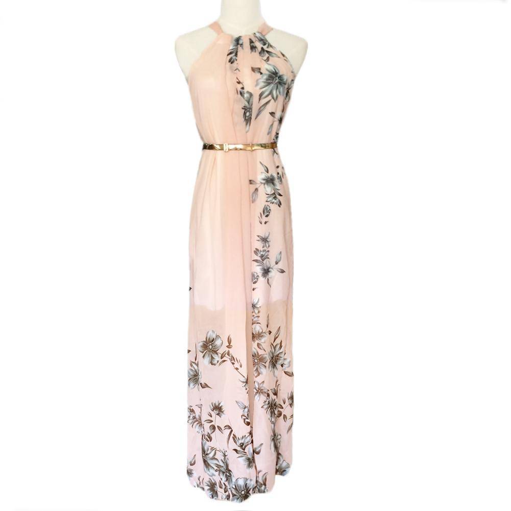 clothing S (US 8-10) Floral Chiffon Long Dress Boho Maxi Sundress (US 8-16)