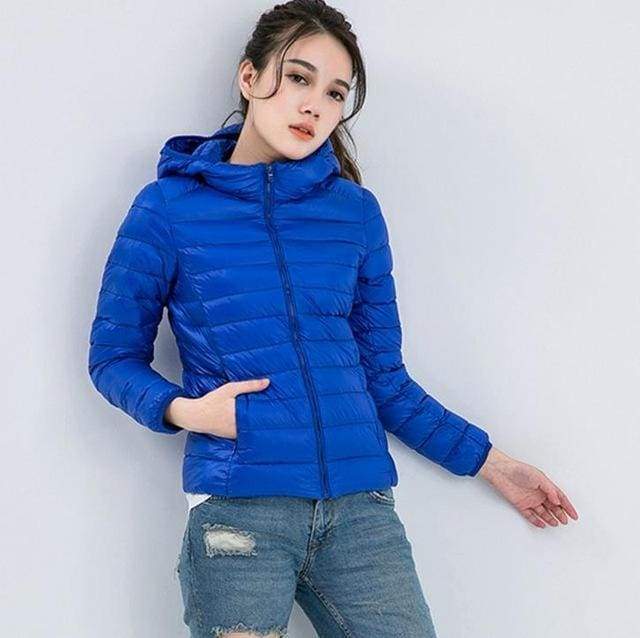 YHWW Down Jacket,Duck Down Jacket Women Winter Long Thick Double Sided  Plaid Coat Female Plus Size Warm Down Parka for Women Slim Clothes,Blue and