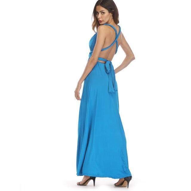 Clothing Sky Blue / S (US 8-10) Plus Size - Infinity Convertible Wonder Dress,  20 Colors Summer Maxi Party Dresses Multiway Swing Dress  Wrap Dress (US 8 - 18 W)