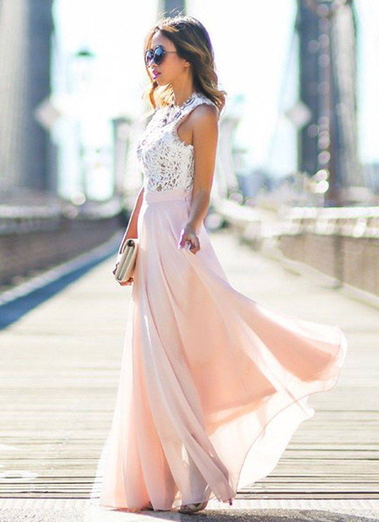 clothing Summer Chiffon Long Dress, elegant formal sleeveless US 2-14