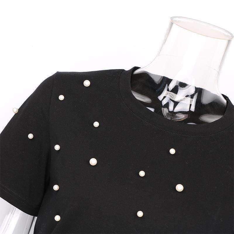 Clothing Summer Pearls Beaded Cotton T-Shirt (US 6-14)