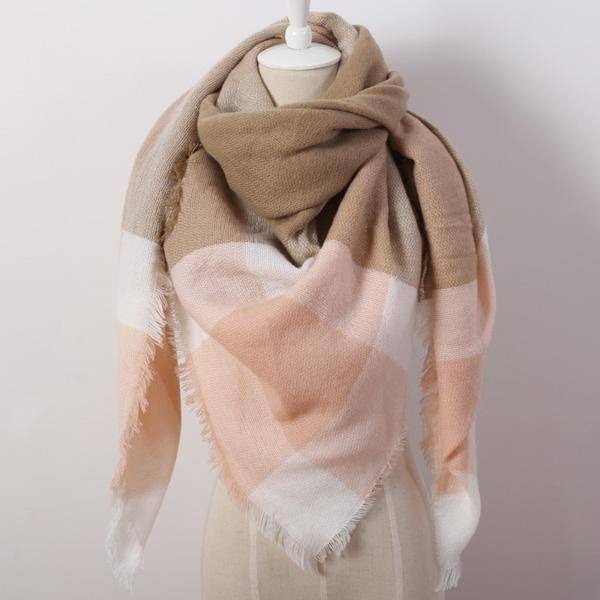 clothing tan Oversize Solid Color Winter Square Scarf, XL Women Blankets,  Luxury Shawl 140cm x 140cm