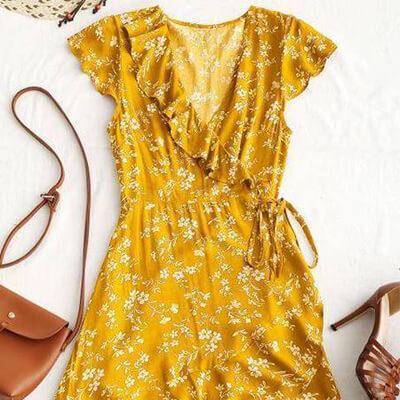 www.Nuroco.com - Tiny Floral Ruffle Wrap Mini Dress Boho Summer Dress Women V Neck Casual Short www.Nuroco.com - Tiny Floral Ruffle Wrap Mini Dress Boho Summer Dress Women V Neck Casual Short