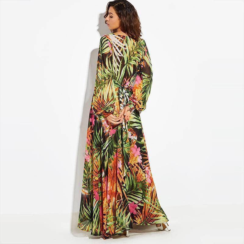clothing Tropical, Bohemian, Summer bahamas Chiffon Maxi Dress Robe (US 6 -16)