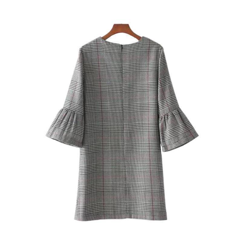 Clothing Vintage flare sleeve  plaid long shirt / mini dresses  (US 8-16)