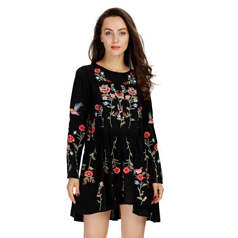 clothing Vintage Floral embroidery A-line dress (US 8-16)