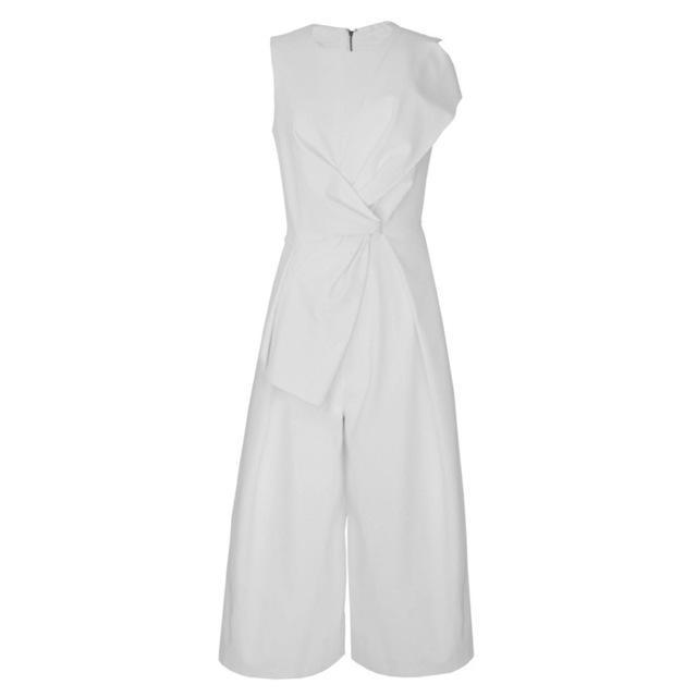 clothing White / S (US 2) Sleeveless Jumpsuits Female Patchwork Tunic High Waist Ankle Length Wide Leg Trousers Summer Tide OL Clothes (US 2-6)