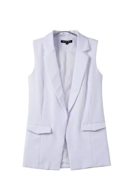 Clothing white / S (US 4-6) new fashion waistcoat women no button black jacket women sleeveless blazer jacket white casual outwear (US 4-12)