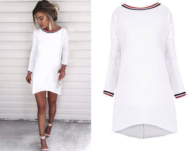 Clothing White / S (US 4 ) Plus Size - Long Sleeves Shirt / Mini Dresses (US 4-16)