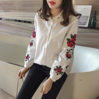 clothing White / S (US 6-8) Plus Size - Women Blouses Ladies Floral Embroidery Blouse (US 6-16W)