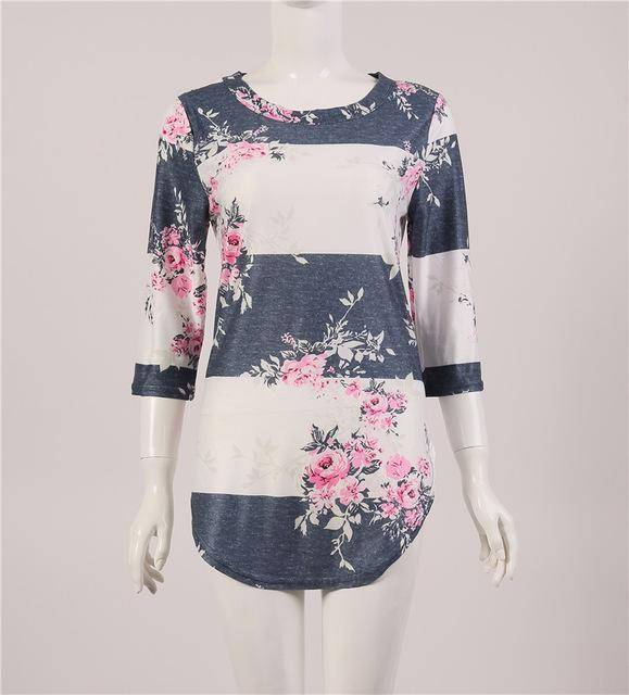 Clothing White / S (US 6-8) Printed Floral Flower T Shirt Women Top Tees