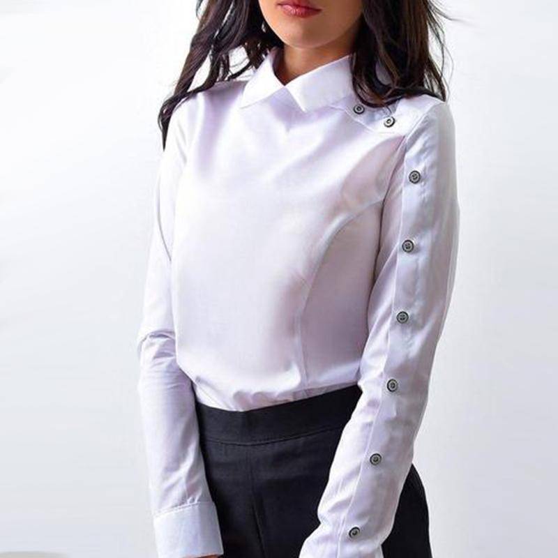 Clothing White / S (US 6) Plus Size - Striped Button Blouses  (US 6-16)